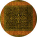 Round Persian Yellow Traditional Rug, tr2067yw