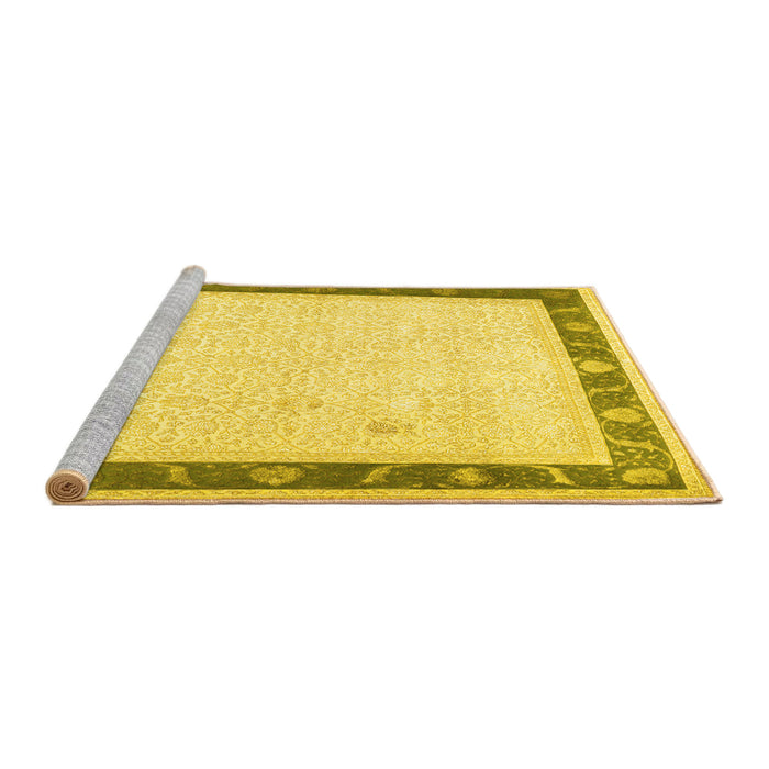 Sideview of Machine Washable Persian Yellow Traditional Rug, wshtr2068yw