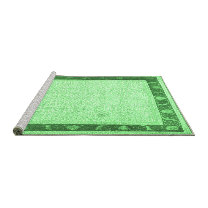 Sideview of Machine Washable Persian Emerald Green Traditional Area Rugs, wshtr2068emgrn