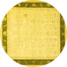 Round Persian Yellow Traditional Rug, tr2068yw