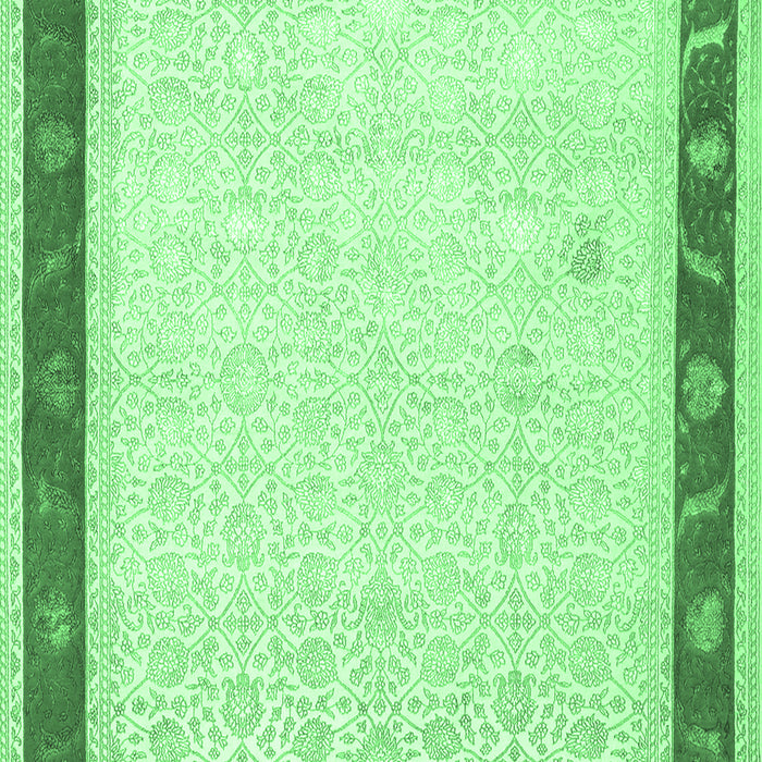 Machine Washable Persian Emerald Green Traditional Area Rugs, wshtr2068emgrn