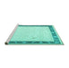 Sideview of Machine Washable Persian Turquoise Traditional Area Rugs, wshtr2068turq