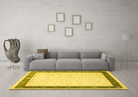 Machine Washable Persian Yellow Traditional Rug, wshtr2068yw