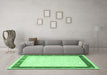 Machine Washable Persian Emerald Green Traditional Area Rugs in a Living Room,, wshtr2068emgrn