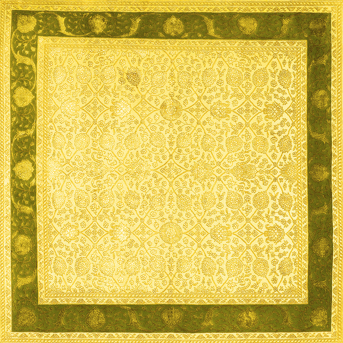 Square Machine Washable Persian Yellow Traditional Rug, wshtr2068yw