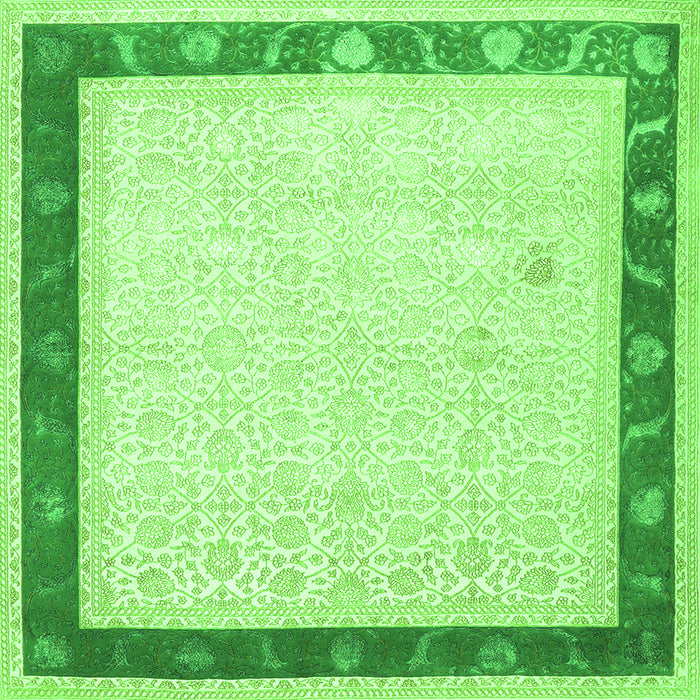 Round Machine Washable Persian Green Traditional Area Rugs, wshtr2068grn