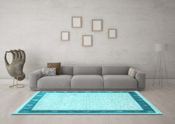 Machine Washable Persian Light Blue Traditional Rug in a Living Room, wshtr2068lblu