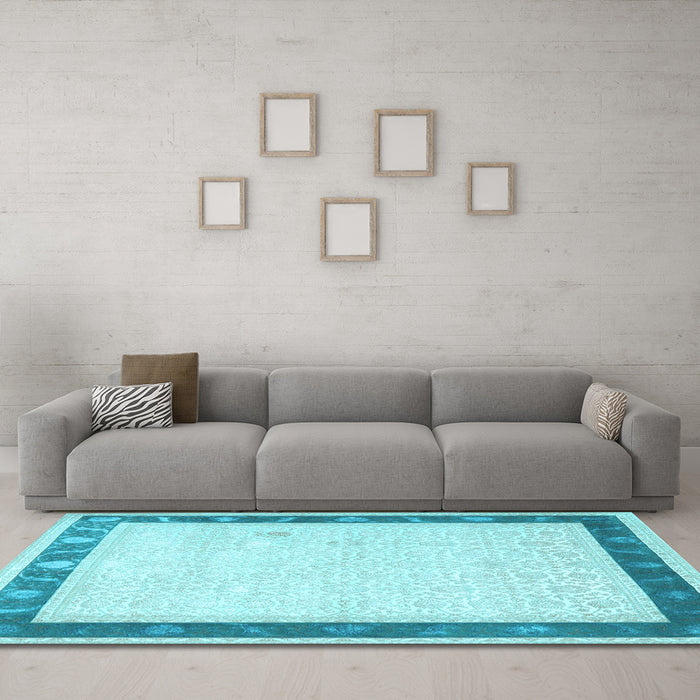 Machine Washable Persian Light Blue Traditional Rug in a Living Room, wshtr2068lblu