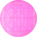 Round Machine Washable Persian Pink Traditional Rug, wshtr2069pnk