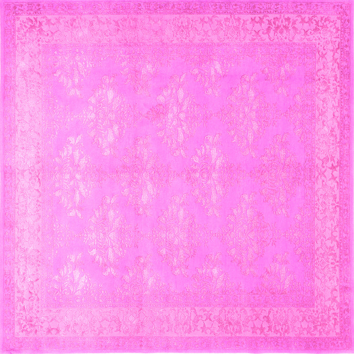 Square Machine Washable Persian Pink Traditional Rug, wshtr2069pnk