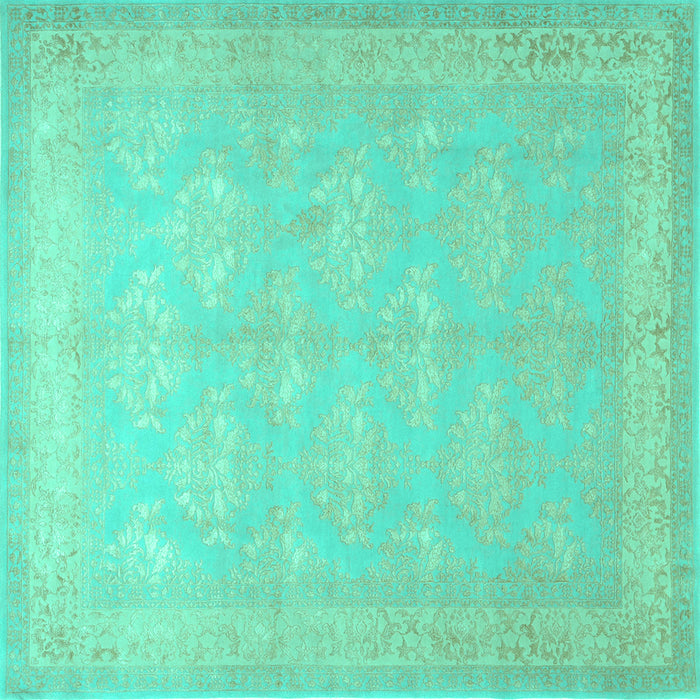 Square Persian Turquoise Traditional Rug, tr2069turq