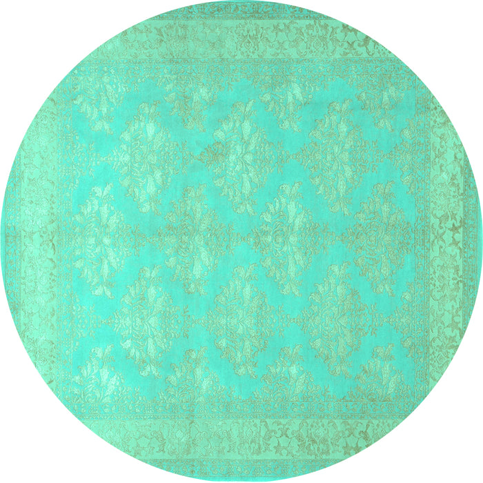Round Persian Turquoise Traditional Rug, tr2069turq