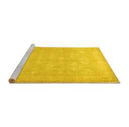 Sideview of Machine Washable Persian Yellow Traditional Rug, wshtr2069yw