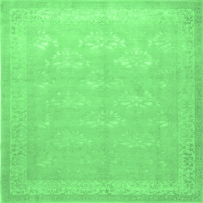 Square Machine Washable Persian Emerald Green Traditional Area Rugs, wshtr2069emgrn