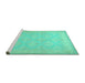 Sideview of Machine Washable Persian Turquoise Traditional Area Rugs, wshtr2069turq