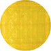 Round Persian Yellow Traditional Rug, tr2069yw