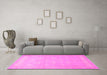 Machine Washable Persian Pink Traditional Rug in a Living Room, wshtr2069pnk