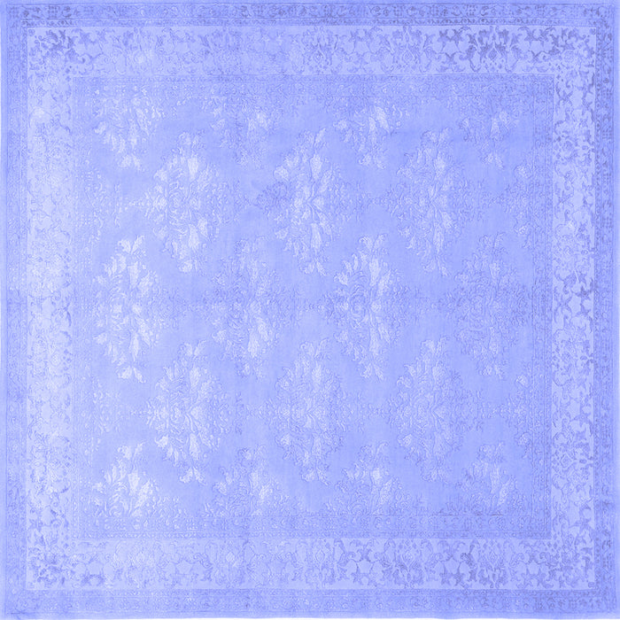 Square Machine Washable Persian Blue Traditional Rug, wshtr2069blu