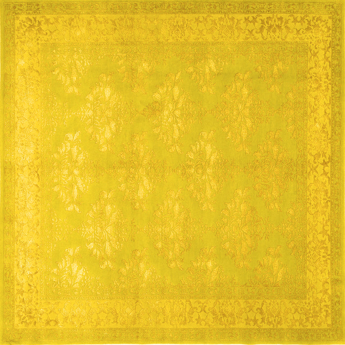 Square Machine Washable Persian Yellow Traditional Rug, wshtr2069yw