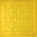 Square Machine Washable Persian Yellow Traditional Rug, wshtr2069yw