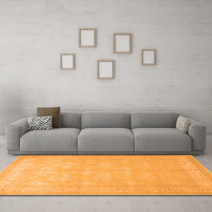 Machine Washable Persian Orange Traditional Area Rugs in a Living Room, wshtr2069org