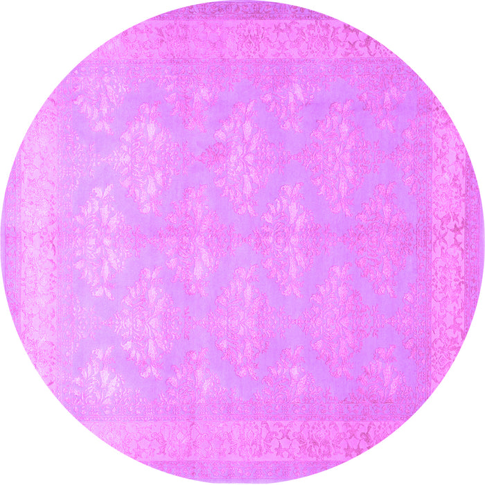 Round Machine Washable Persian Purple Traditional Area Rugs, wshtr2069pur