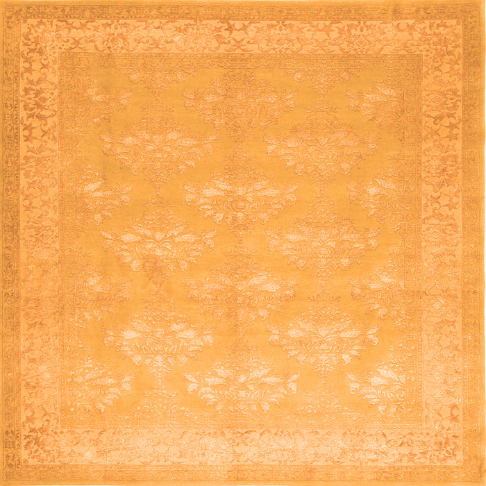 Round Machine Washable Persian Orange Traditional Area Rugs, wshtr2069org