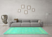 Machine Washable Persian Turquoise Traditional Area Rugs in a Living Room,, wshtr2069turq