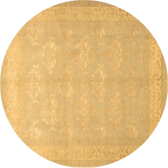 Round Persian Brown Traditional Rug, tr2069brn