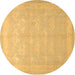 Round Persian Brown Traditional Rug, tr2069brn