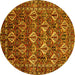 Round Persian Yellow Traditional Rug, tr206yw