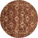 Round Persian Brown Traditional Rug, tr206brn