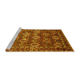 Sideview of Machine Washable Persian Yellow Traditional Rug, wshtr206yw