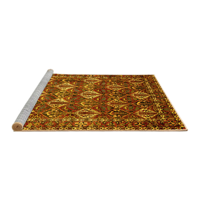 Sideview of Machine Washable Persian Yellow Traditional Rug, wshtr206yw