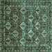 Square Machine Washable Persian Turquoise Traditional Area Rugs, wshtr206turq