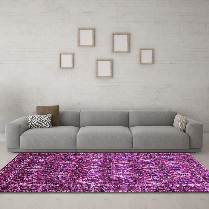 Machine Washable Persian Purple Traditional Area Rugs in a Living Room, wshtr206pur