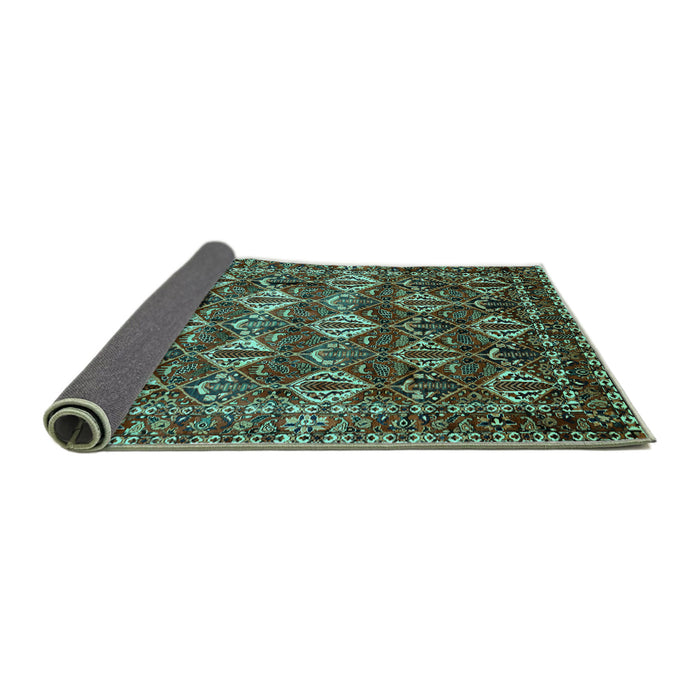 Sideview of Persian Turquoise Traditional Rug, tr206turq