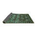 Sideview of Persian Turquoise Traditional Rug, tr206turq