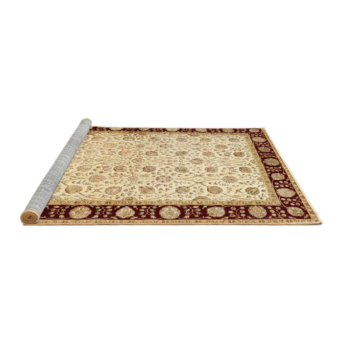 Sideview of Machine Washable Traditional Brown Gold Rug, wshtr2070