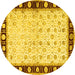 Round Machine Washable Persian Yellow Traditional Rug, wshtr2070yw