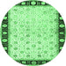 Round Machine Washable Persian Emerald Green Traditional Area Rugs, wshtr2070emgrn