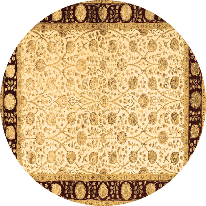 Round Persian Brown Traditional Rug, tr2070brn