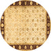 Round Persian Brown Traditional Rug, tr2070brn