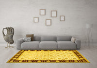 Machine Washable Persian Yellow Traditional Rug, wshtr2070yw