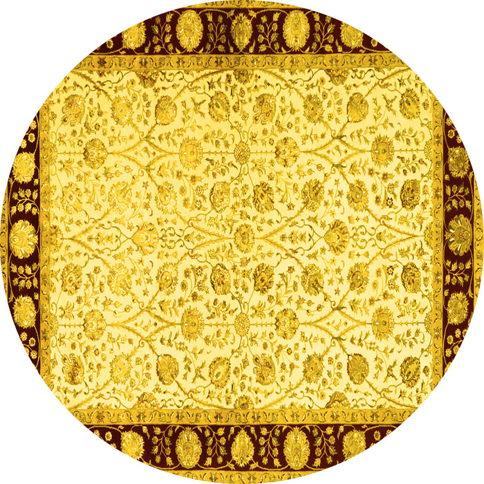 Round Persian Yellow Traditional Rug, tr2070yw