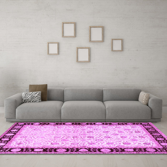 Machine Washable Persian Purple Traditional Area Rugs in a Living Room, wshtr2070pur