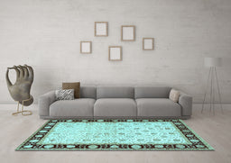 Machine Washable Persian Light Blue Traditional Rug in a Living Room, wshtr2070lblu