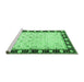 Sideview of Machine Washable Persian Emerald Green Traditional Area Rugs, wshtr2070emgrn