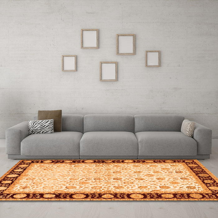 Machine Washable Persian Orange Traditional Area Rugs in a Living Room, wshtr2070org