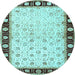 Round Machine Washable Persian Light Blue Traditional Rug, wshtr2070lblu